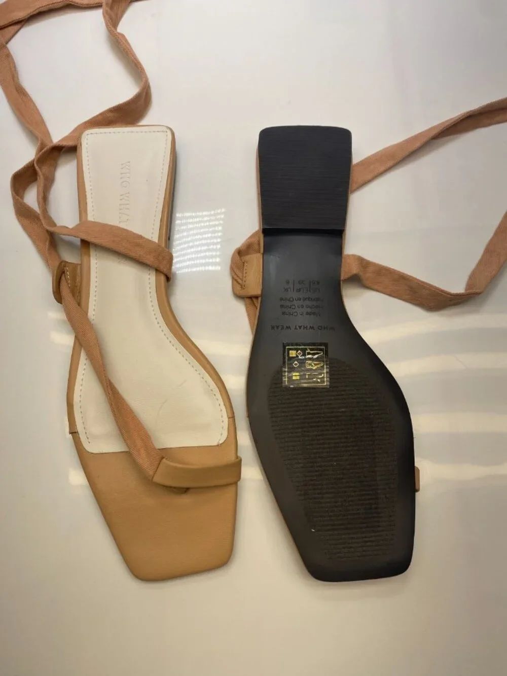 Who What Wear Women's Square Toe Strappy Nude Sandal Sz 8.5